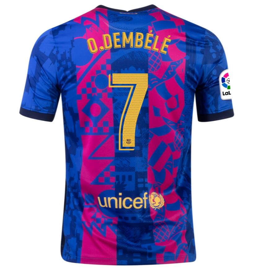 2021/22 Barcelona Football Kit Third Soccer Jersey with OUSMANE DEMBÉLÉ 7 printing